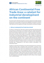 African Continental Free Trade Area: a catalyst for industrial development on the continent African Continental Free Trade Area: a catalyst for industrial development on the continent