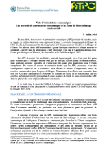 Note d’orientation économique: Les accords de partenariat économique et la Zone de libre-échange continentale