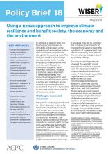 Policy brief 18 - Using a nexus approach to improve climate resilience and benefit society, the economy and the environment