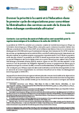 Donner la priorité à la santé et à l’éducation dans le premier cycle de négociations pour concrétiser la libéralisation des services au sein de la Zone de libre-échange continentale africaine